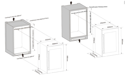 Двухзонный винный шкаф MC Wine W48DB встраиваемый в колонну